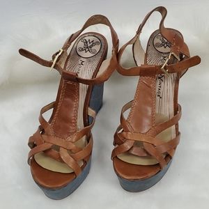 Modern Vintage Lucy platform brown sandals women size 38